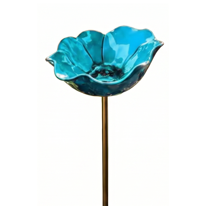 PetalHaven™ Hand-Formed Poppy Bird Bath Garden Stake