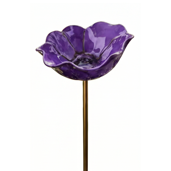 PetalHaven™ Hand-Formed Poppy Bird Bath Garden Stake
