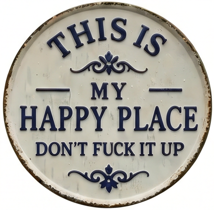 Hollyfield – Vintage Metal Happy Place Sign