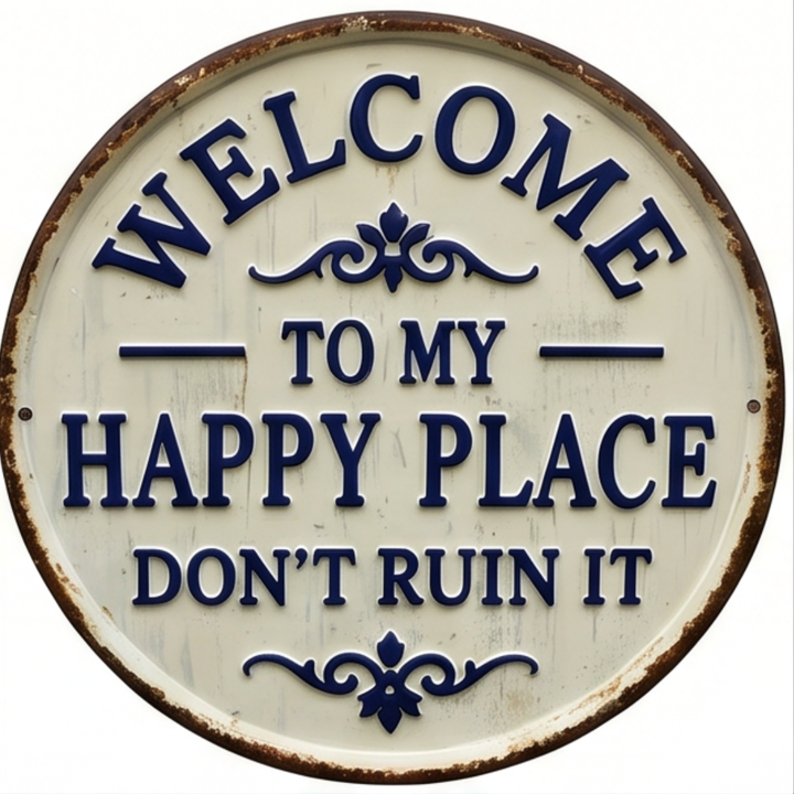 Hollyfield – Vintage Metal Happy Place Sign