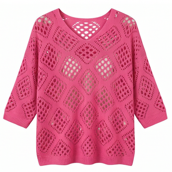 Sunfara™ – Bohemian Crochet V-Neck Top