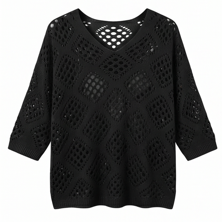Sunfara™ – Bohemian Crochet V-Neck Top