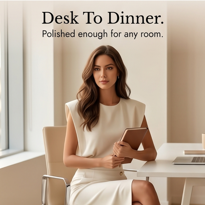 Velora™ Gold-Button Slit Midi Dress for Work and Evening