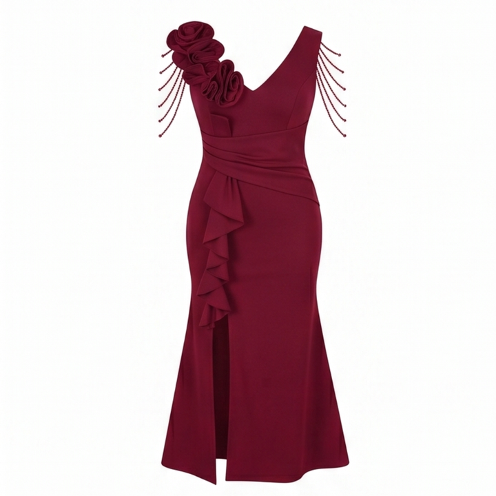 Roselani™ – Rosette Shoulder Mermaid Evening Gown