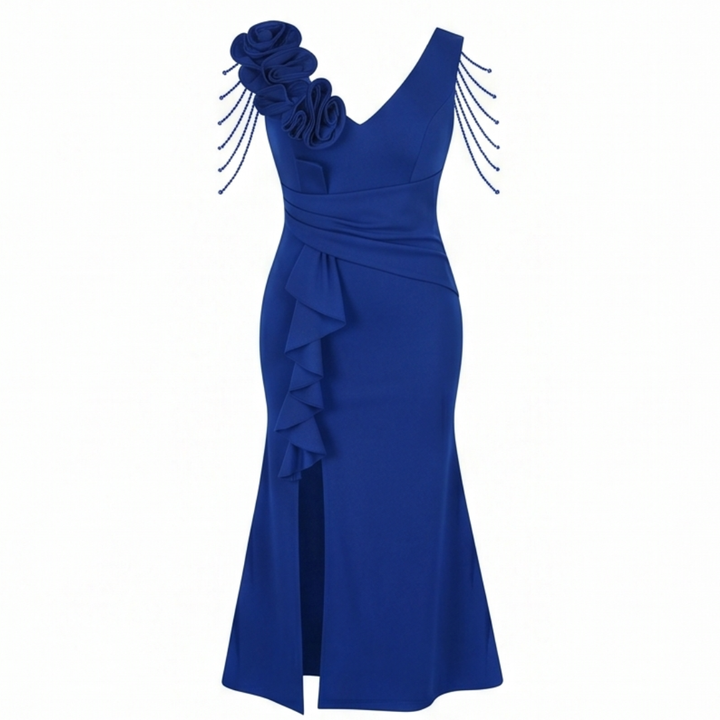 Roselani™ – Rosette Shoulder Mermaid Evening Gown