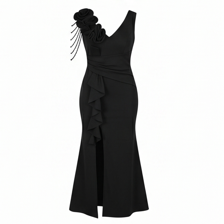 Roselani™ – Rosette Shoulder Mermaid Evening Gown