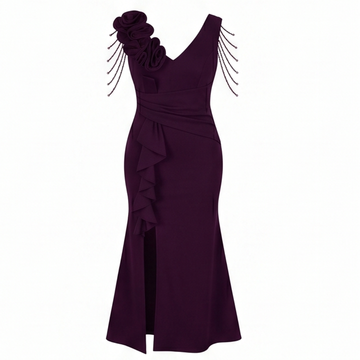 Roselani™ – Rosette Shoulder Mermaid Evening Gown