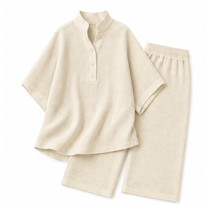 Vienelle™ Waffle-Knit Two-Piece Set for Effortless Everyday Style