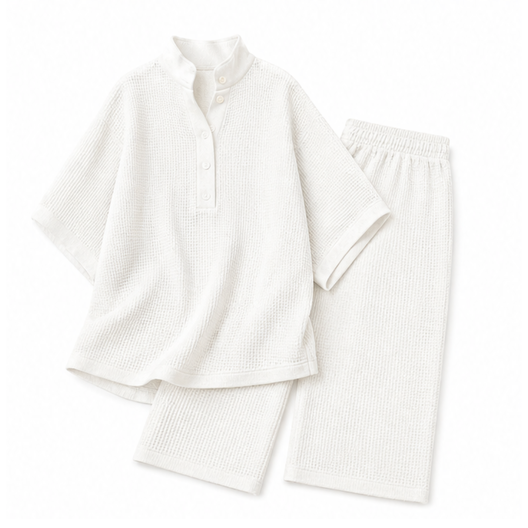 Vienelle™ Waffle-Knit Two-Piece Set for Effortless Everyday Style