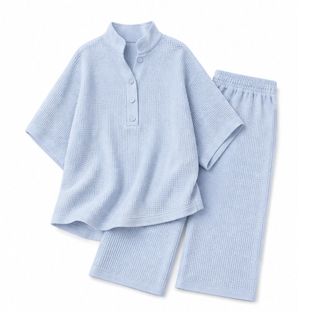 Vienelle™ Waffle-Knit Two-Piece Set for Effortless Everyday Style
