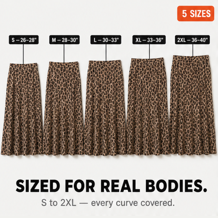 Velora™ – Curvy-Fit Leopard Print Maxi Skirt
