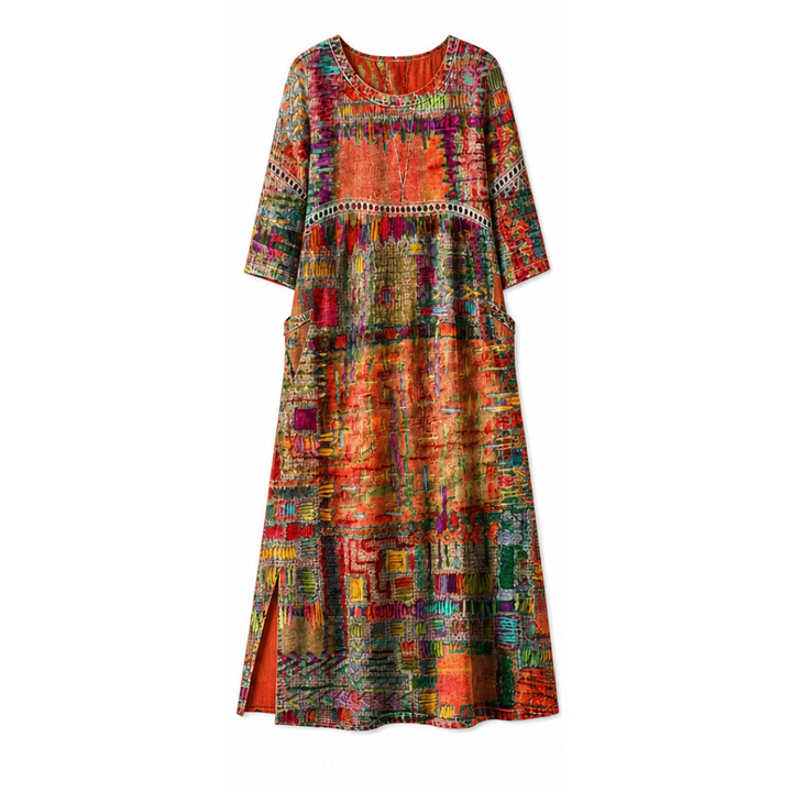 Tessara™ – Painterly Patchwork Midi Dress