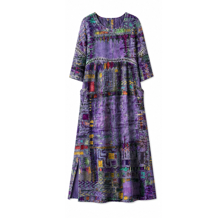 Tessara™ – Painterly Patchwork Midi Dress