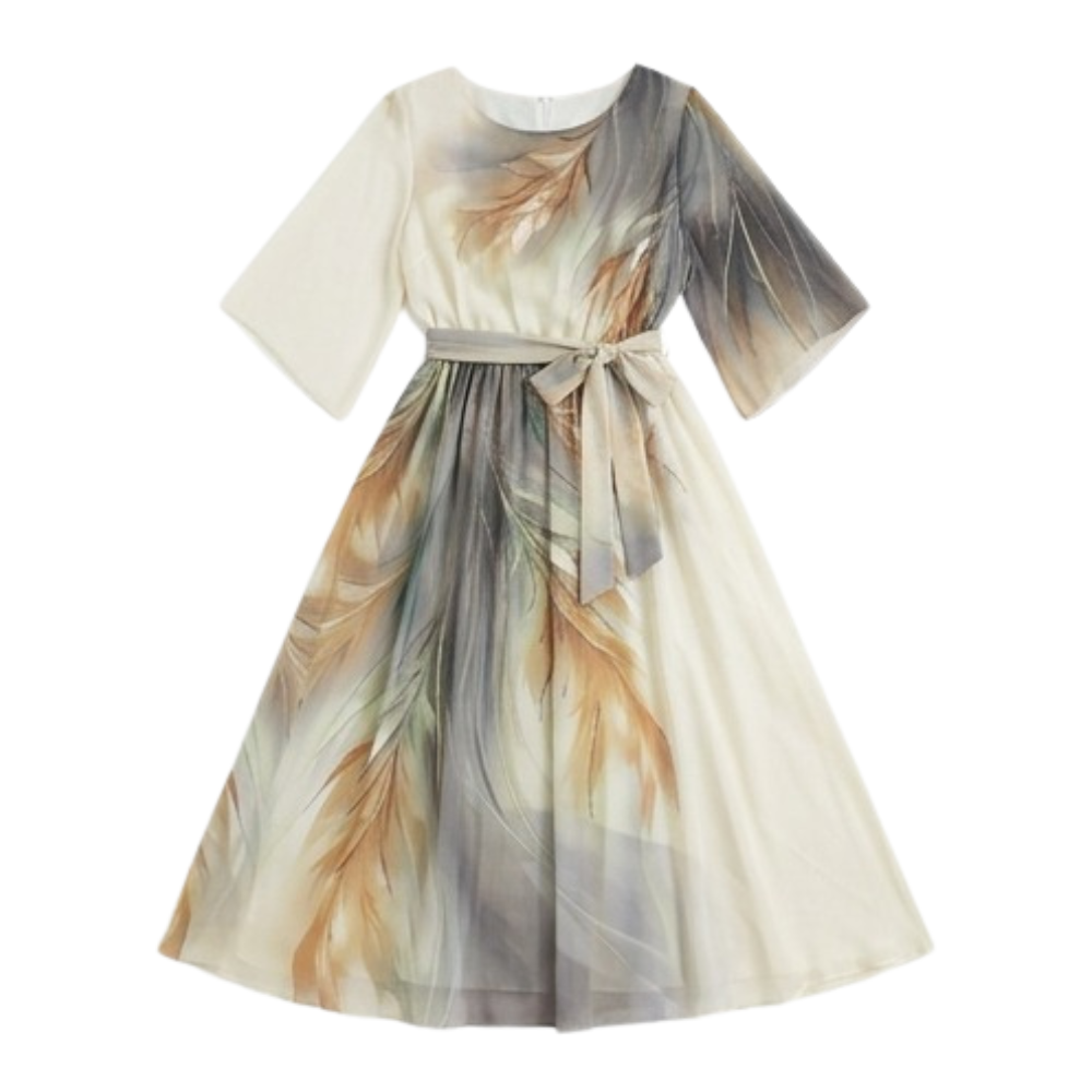 Aurelinea™ Painted Chiffon Maxi Dress