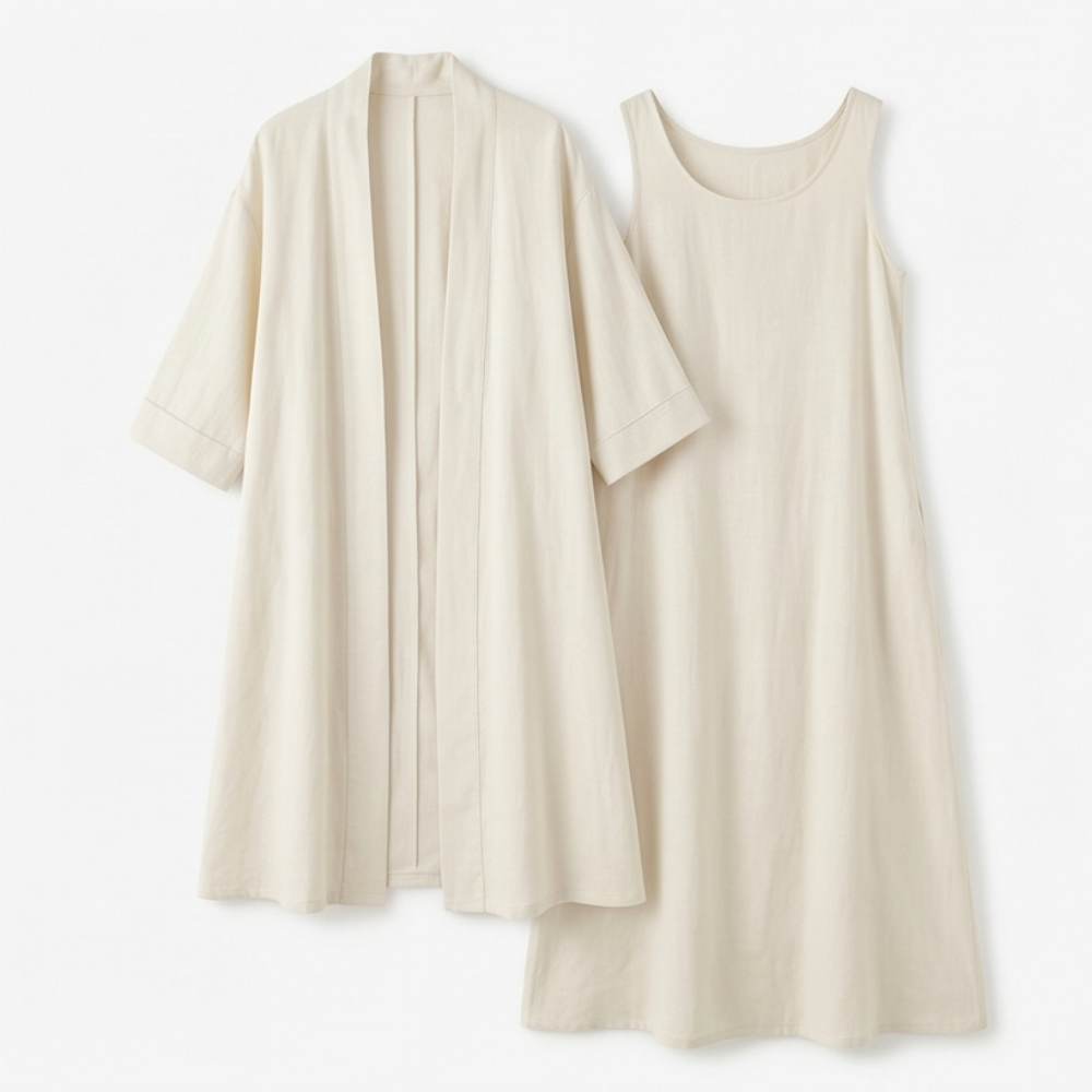 Lunavia™ Linen Cotton Two Piece Set with Duster