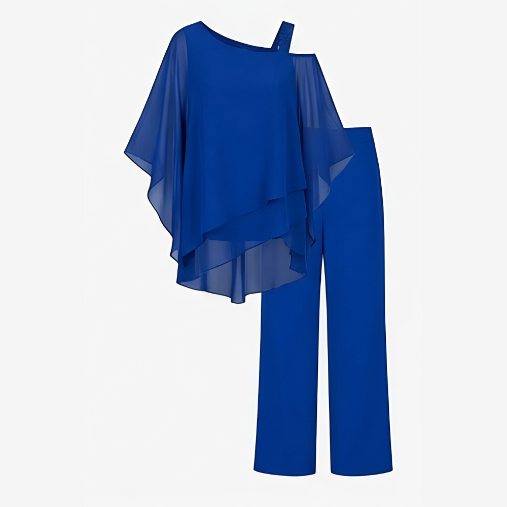 Élora™ – Asymmetric Chiffon Two-Piece Set