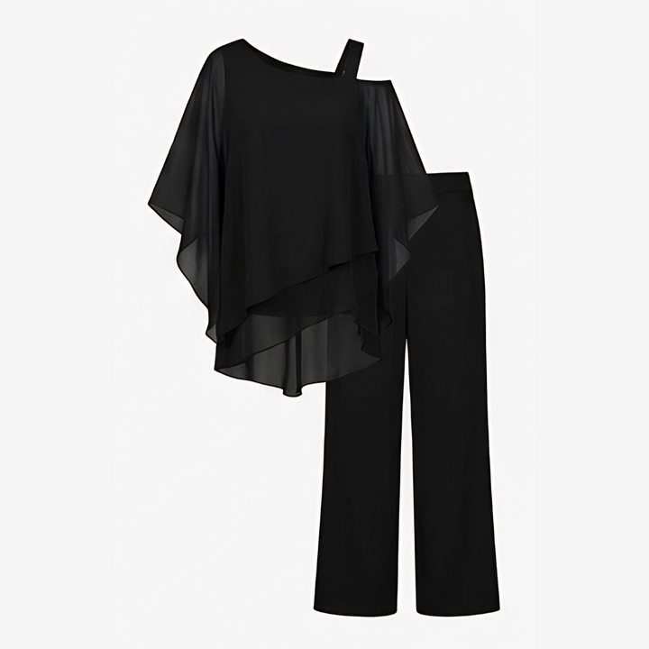 Élora™ – Asymmetric Chiffon Two-Piece Set