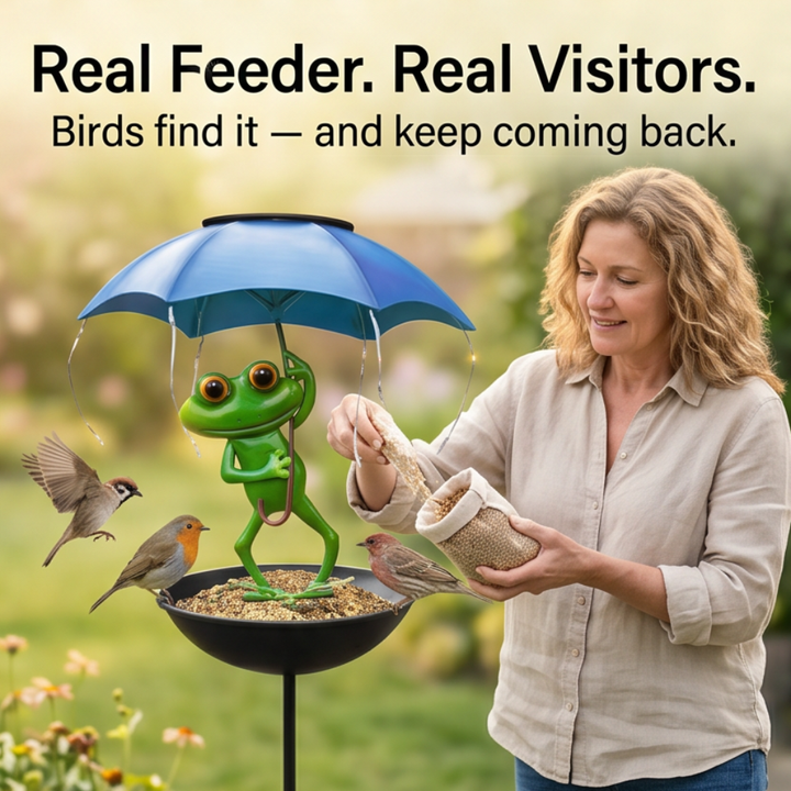 Magic Frog™ – Solar Garden Lamp with Bird Feeder