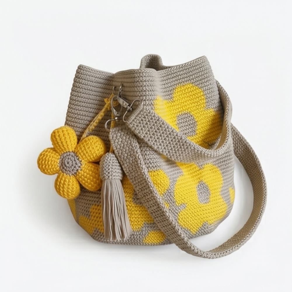 Bloomara™ – Handmade Crochet Flower Tote Bag