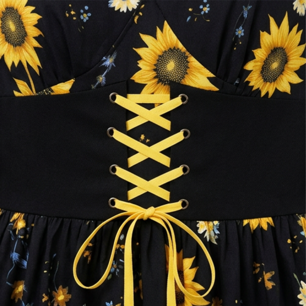 Florenza™ – Sunflower Corset Midi Dress