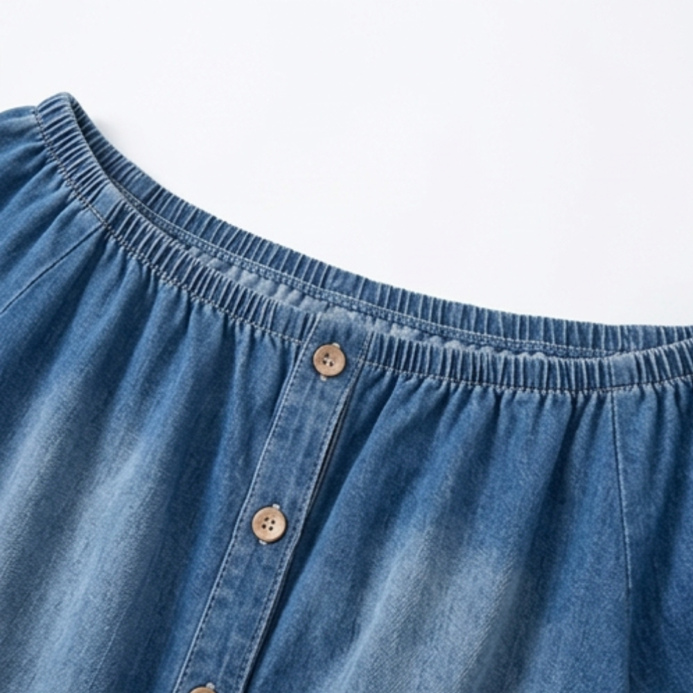 Soluna™ Off-Shoulder Wide Leg Denim Jumpsuit