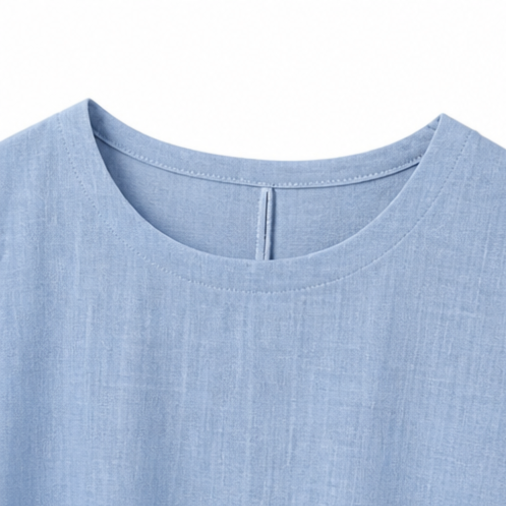 Lunavia™ – Cotton-Linen Asymmetric Button Midi Dress