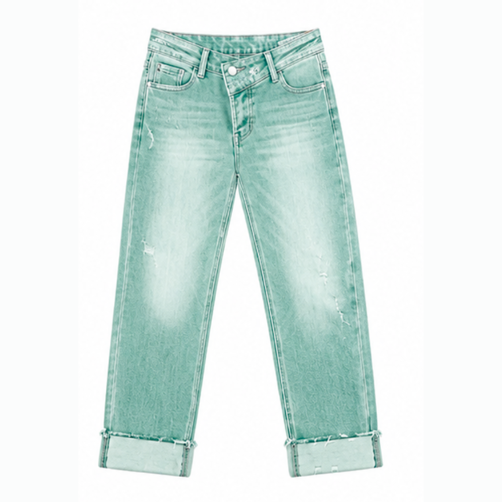Denvie™ High-Waisted Crossover Straight-Leg Jeans
