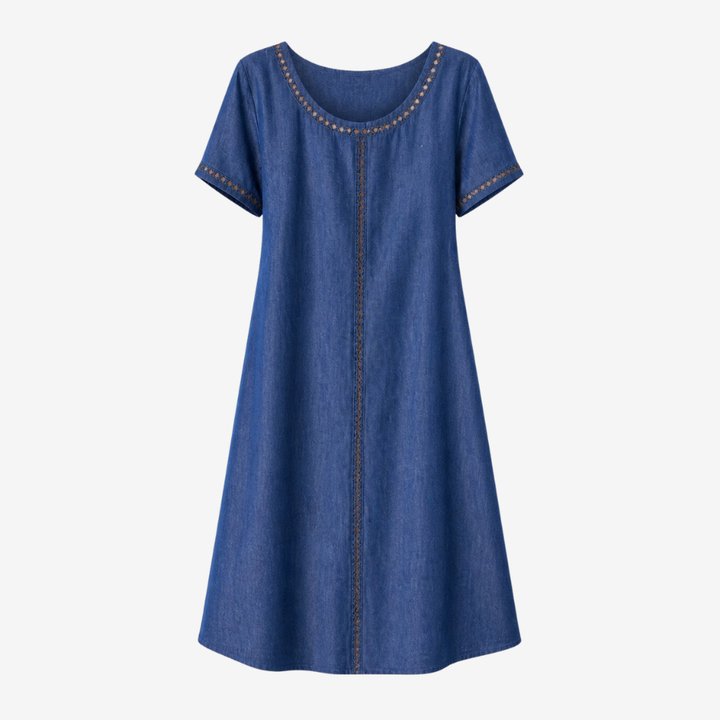 Lunavia™ Eyelet Trim Linen Midi Dress for Effortless Summer Style