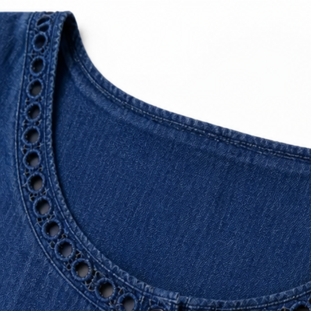 Lunavia™ Eyelet Trim Linen Midi Dress for Effortless Summer Style