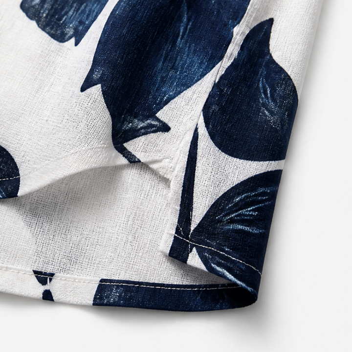 Florelle™ – Floral Linen V-Neck Popover Blouse with 3/4 Sleeves