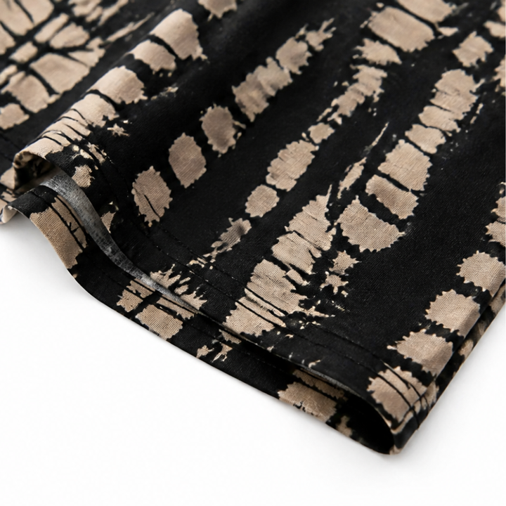 Solara™ – Printed A-Line Shift Dress with Short Sleeves & Buttons