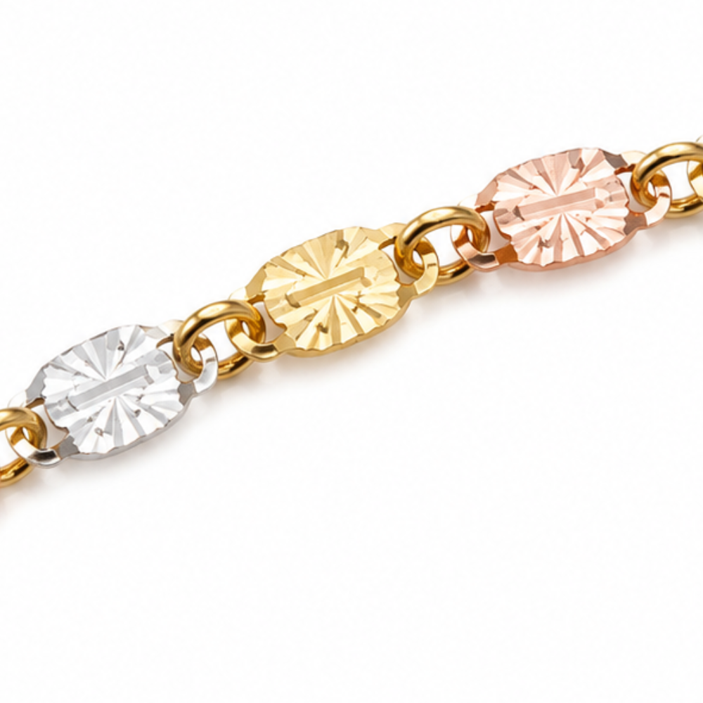 Trioro – Tri-Tone Metal Link Chain Bracelet