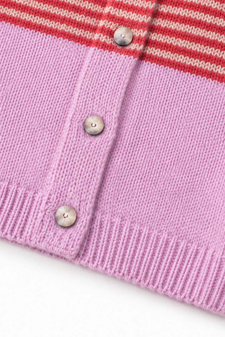Warmweave – Color-Block Striped Open-Front Knit Cardigan