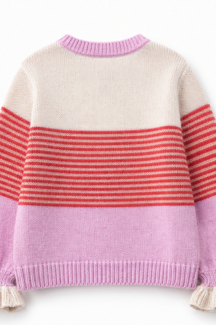Warmweave – Color-Block Striped Open-Front Knit Cardigan