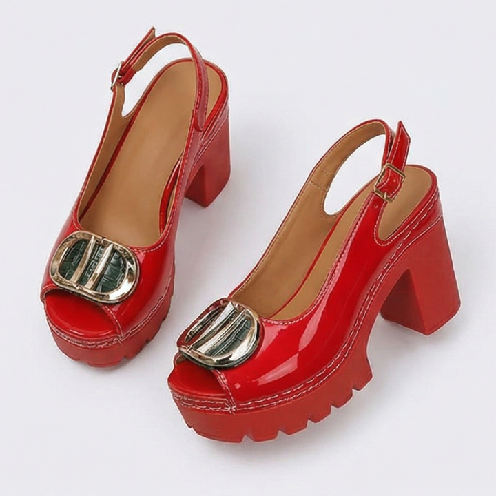 Floressa™ – Statement Buckle Platform Heeled Sandals