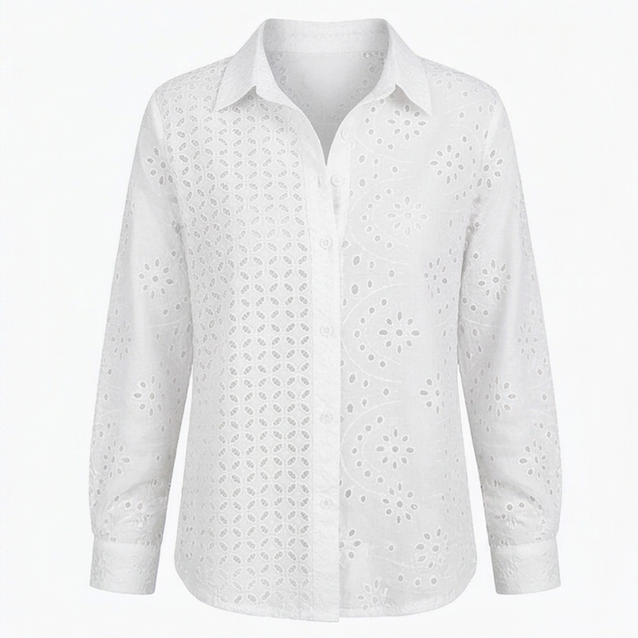 Florelle™ – Embroidered Eyelet Button Blouse