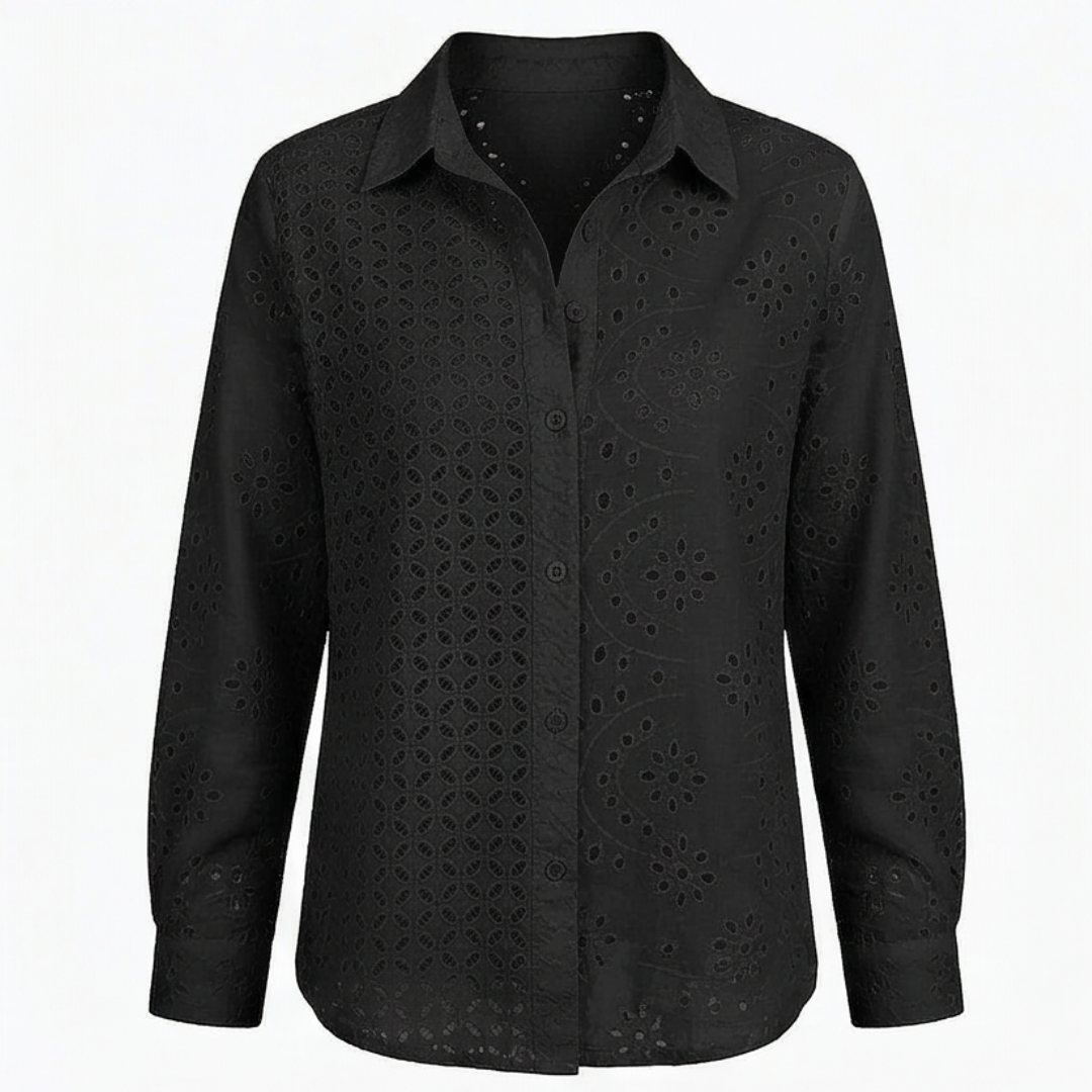 Florelle™ – Embroidered Eyelet Button Blouse