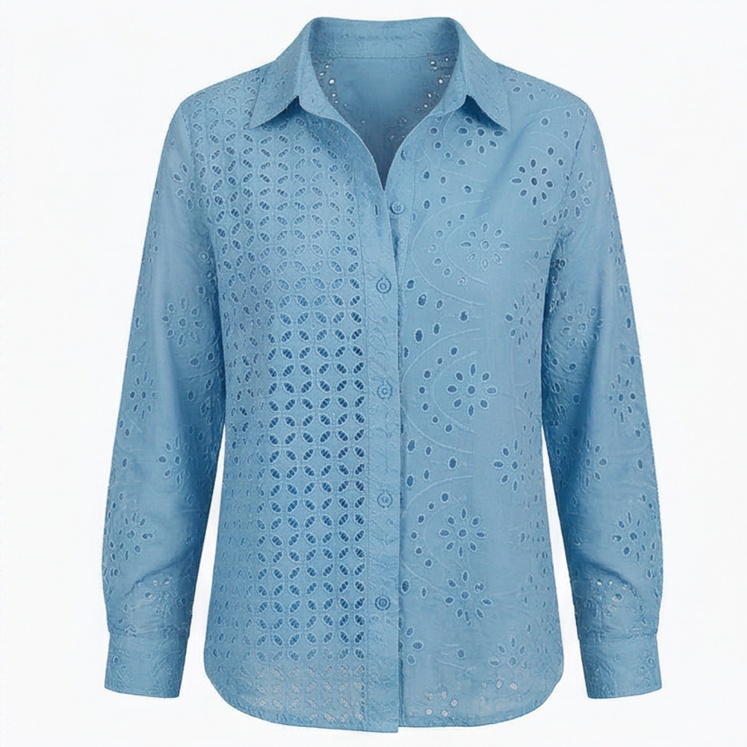 Florelle™ – Embroidered Eyelet Button Blouse