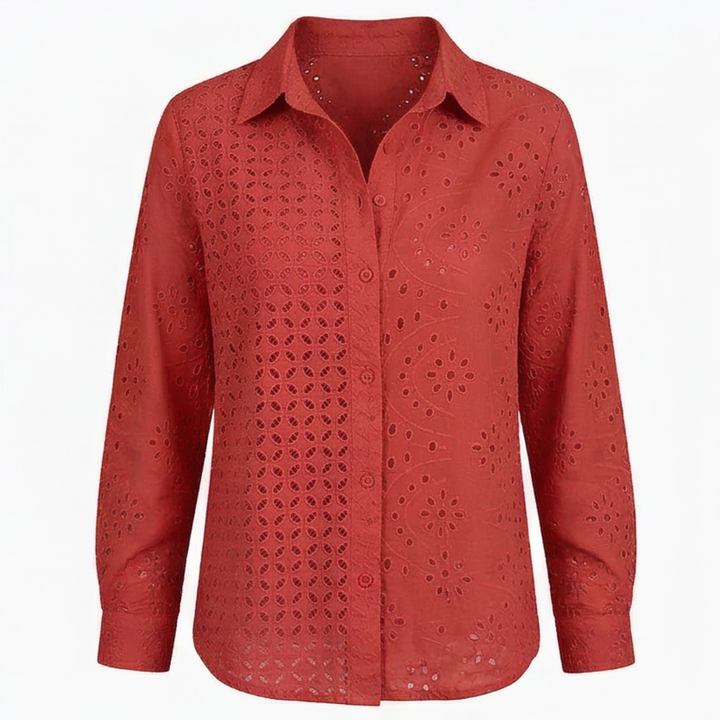 Florelle™ – Embroidered Eyelet Button Blouse