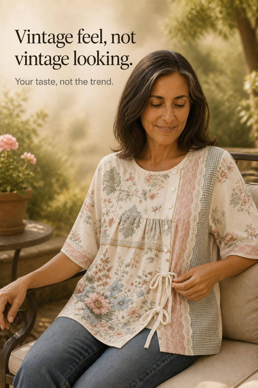 Ninetysecond – Retro Floral Side-Button Blouse