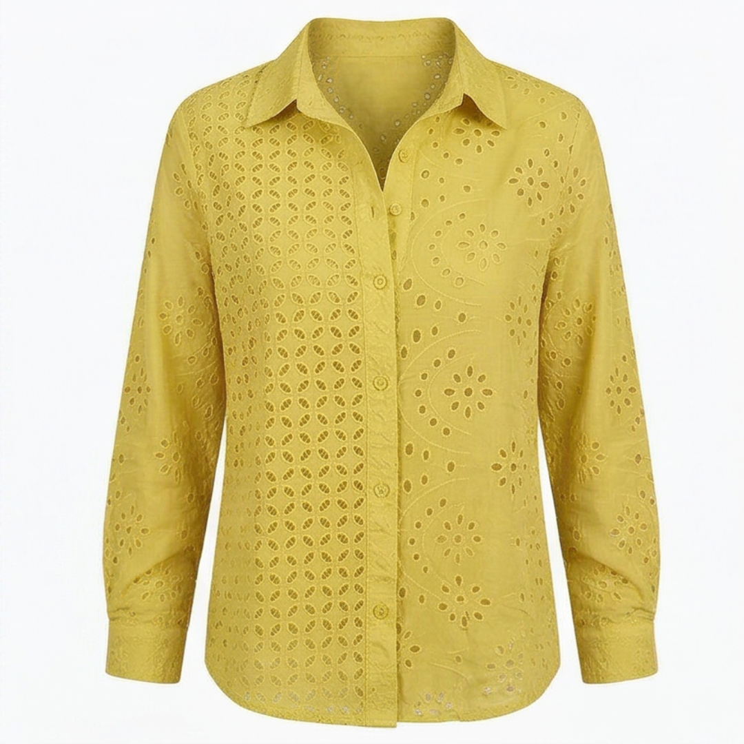 Florelle™ – Embroidered Eyelet Button Blouse