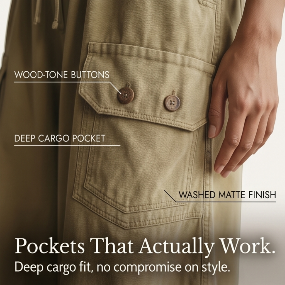 Wearbella™ – Wide-Leg Cargo Culottes with Asymmetric Hem