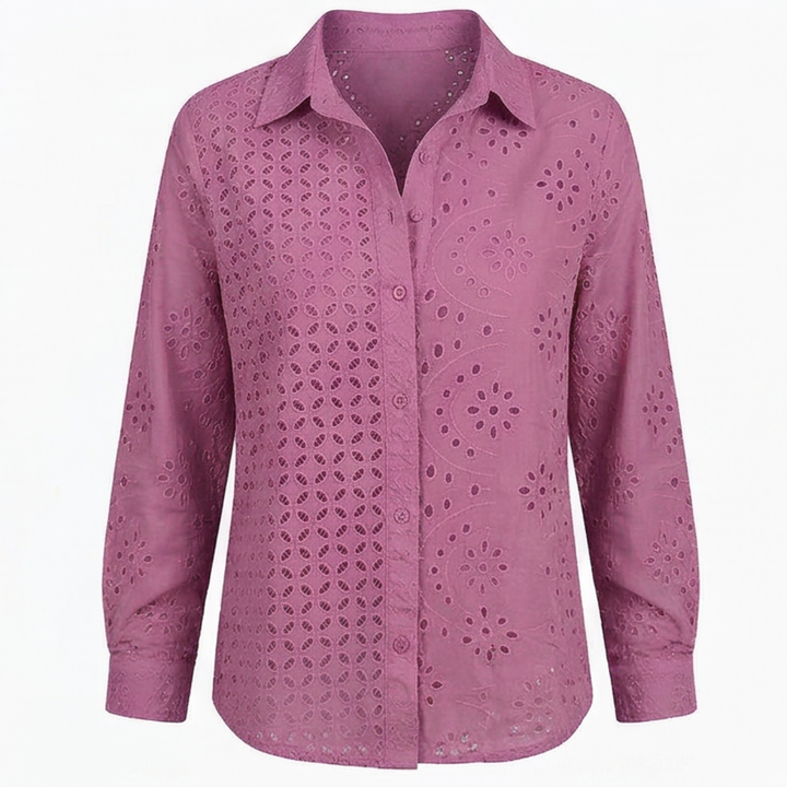 Florelle™ – Embroidered Eyelet Button Blouse