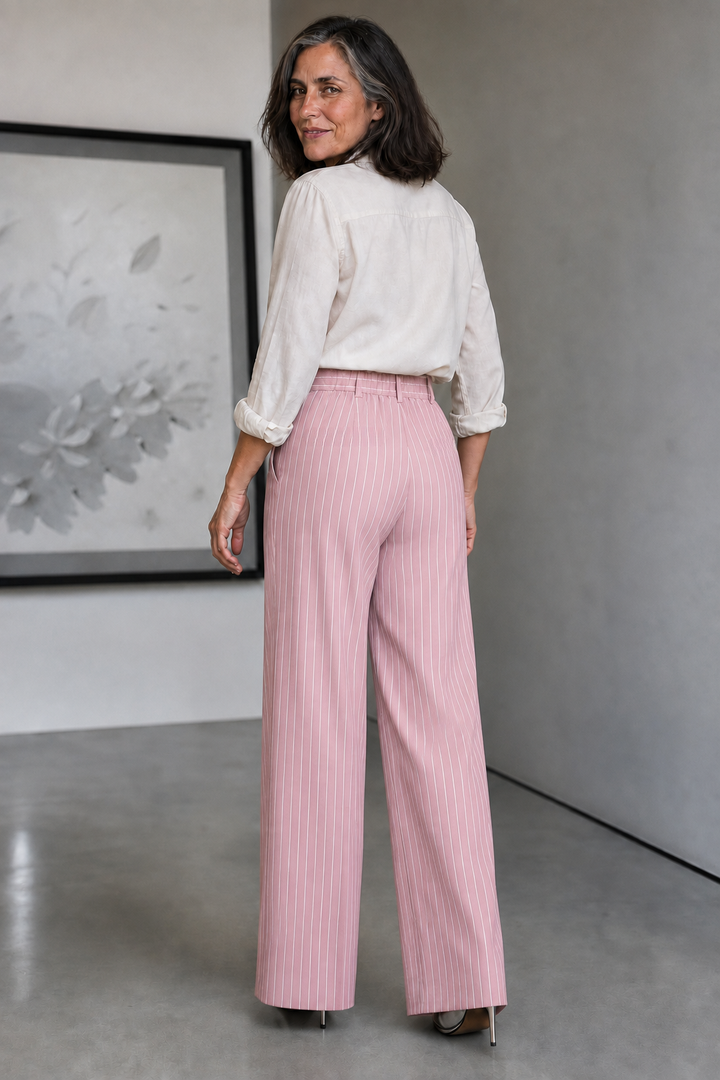 Longline – Pinstripe High-Waisted Wide-Leg Trousers