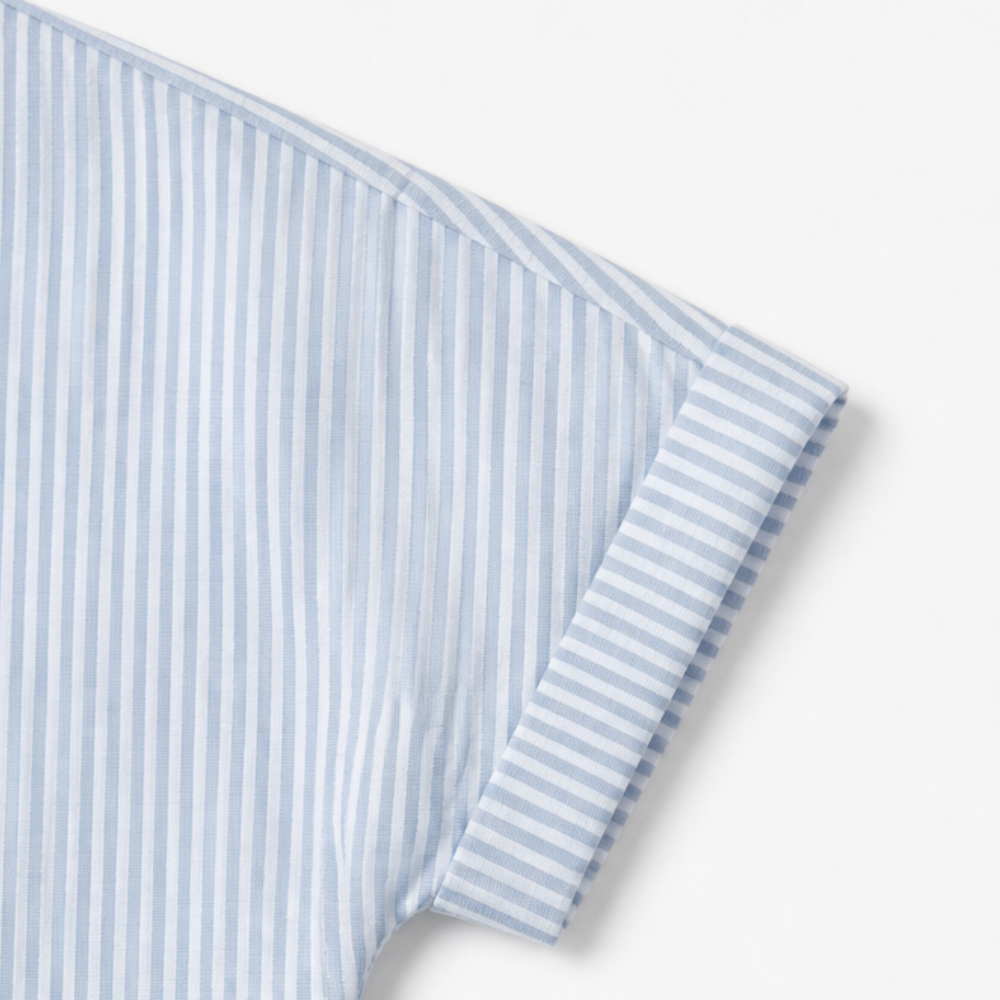Lunavia™ – Striped Henley Top with Slimming Stripe Panel