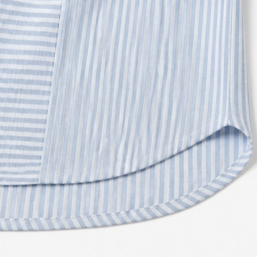 Lunavia™ – Striped Henley Top with Slimming Stripe Panel