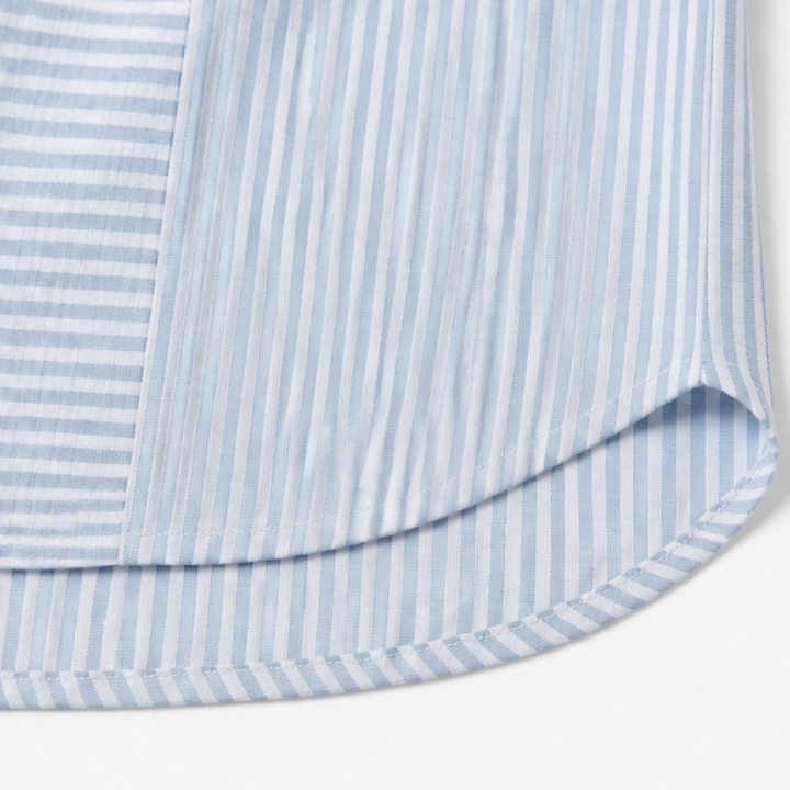 Lunavia™ – Striped Henley Top with Slimming Stripe Panel