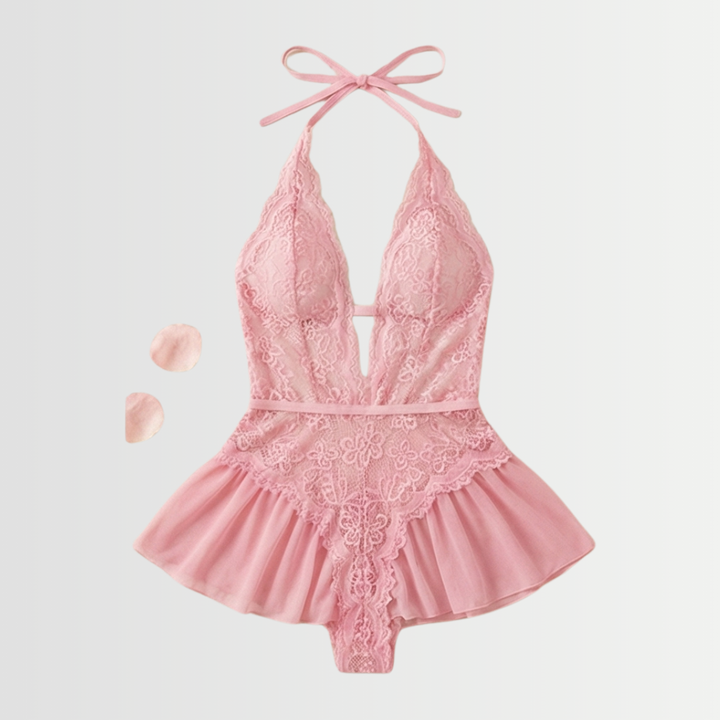 Velara™ – Floral Lace Teddy with Ruffle Hem