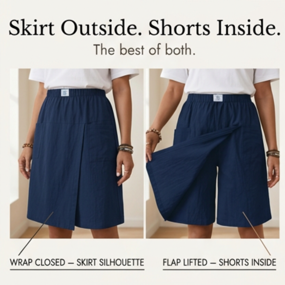 Soléva™ – Wrap-Front Skort with Hidden Shorts