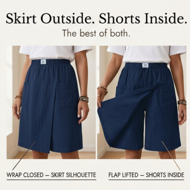 Soléva™ – Wrap-Front Skort with Hidden Shorts